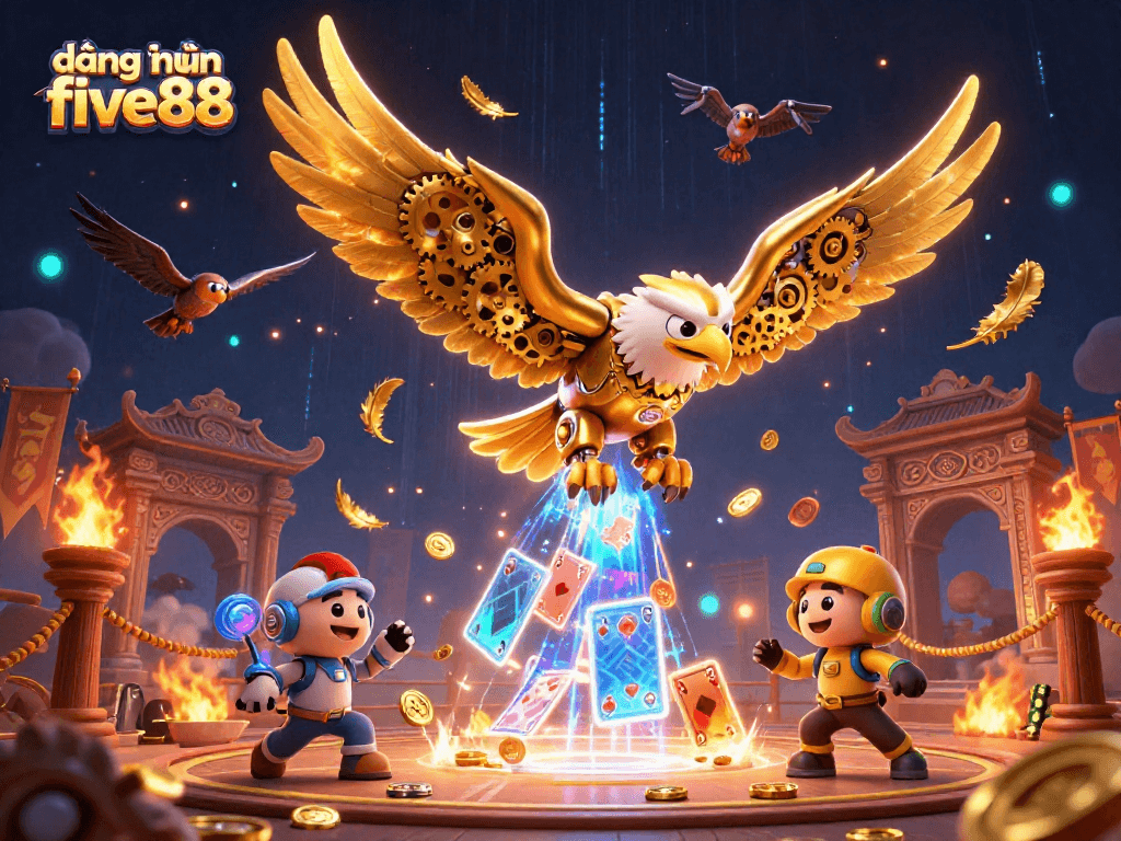 Engage in thrilling casino action with đăng nhập five88 in this vibrant 3D illustration.