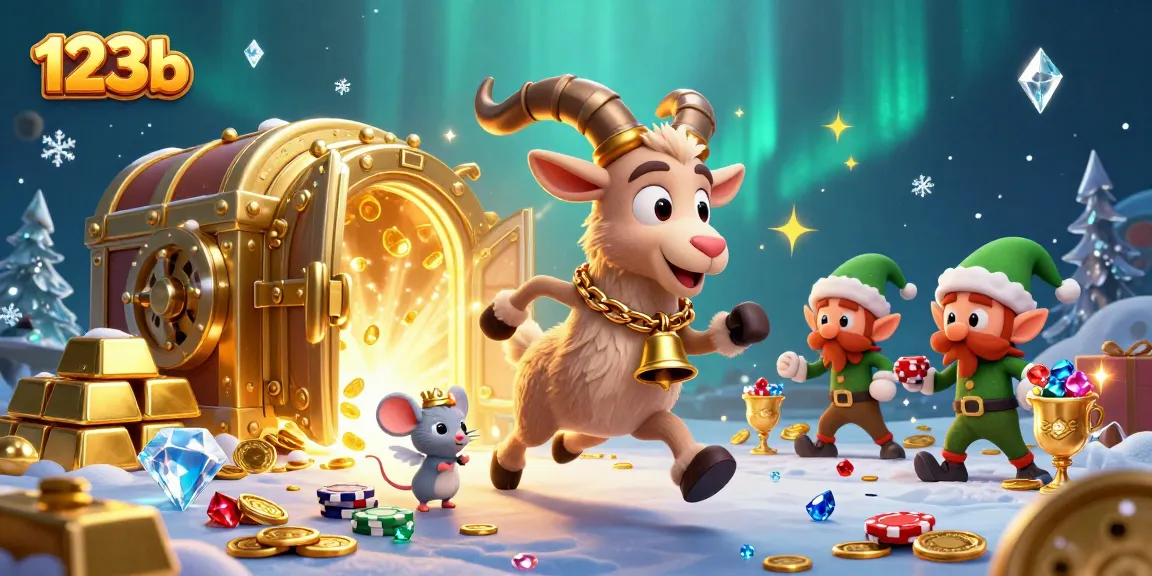 Experience festive thrill at 123b casino, where playful characters create a vibrant gaming atmosphere.