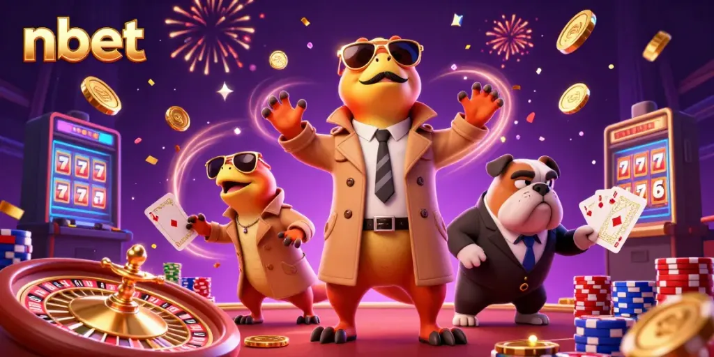 Experience the excitement of gaming at nbet with playful raptors in a VIP casino lounge.