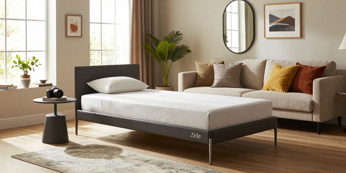 Einladendes Wohnzimmer mit modernen Möbeln wie Zele Einzelbett und Leone Beistelltisch, perfekt für Möbel kaufen.