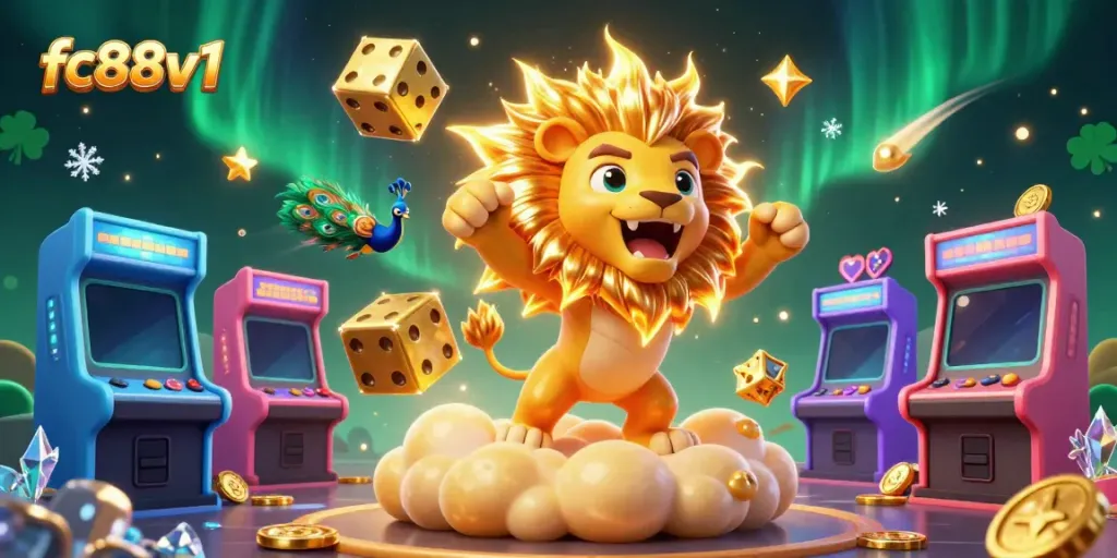 Experience vibrant gameplay with fc88v1's thrilling casino elements swirling around dynamic characters.