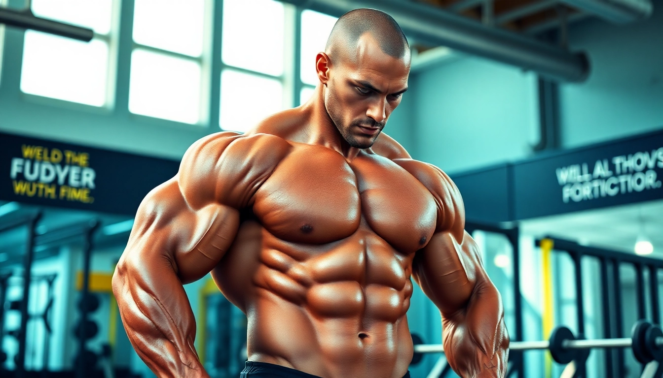 Proviron kaufen: Athlet im Fitnessstudio mit starken Muskeln und Motivation.