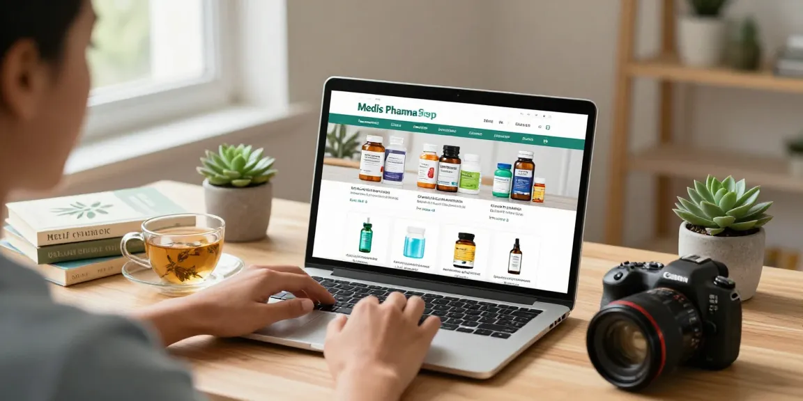 Shop für hochwertige Steroide und Wellnessprodukte im Medi Pharma Shop in einem gemütlichen Arbeitsbereich.