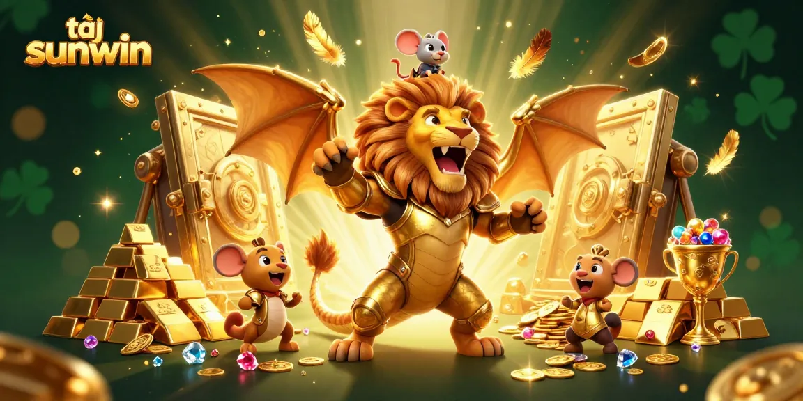 Experience vibrant gaming action at tại sunwin, featuring golden treasures and mythical creatures in a thrilling casino atmosphere.