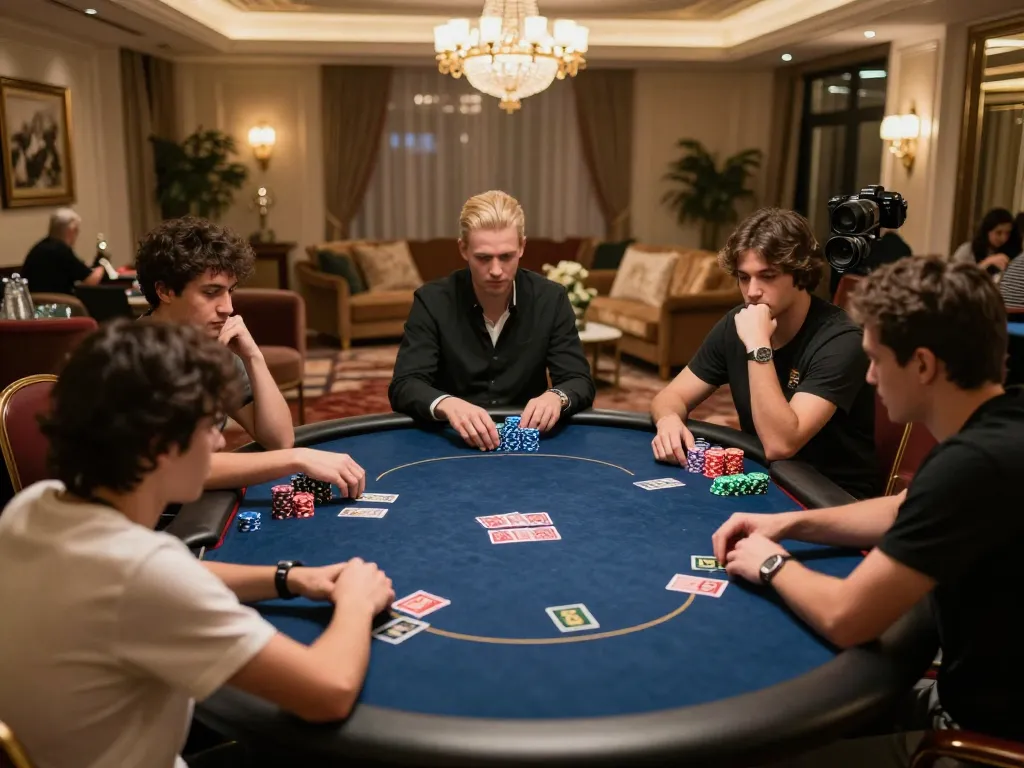 Engaging poker game scene at https://tr88.bio/ showcasing players strategizing their bets in an upscale casino setting.
