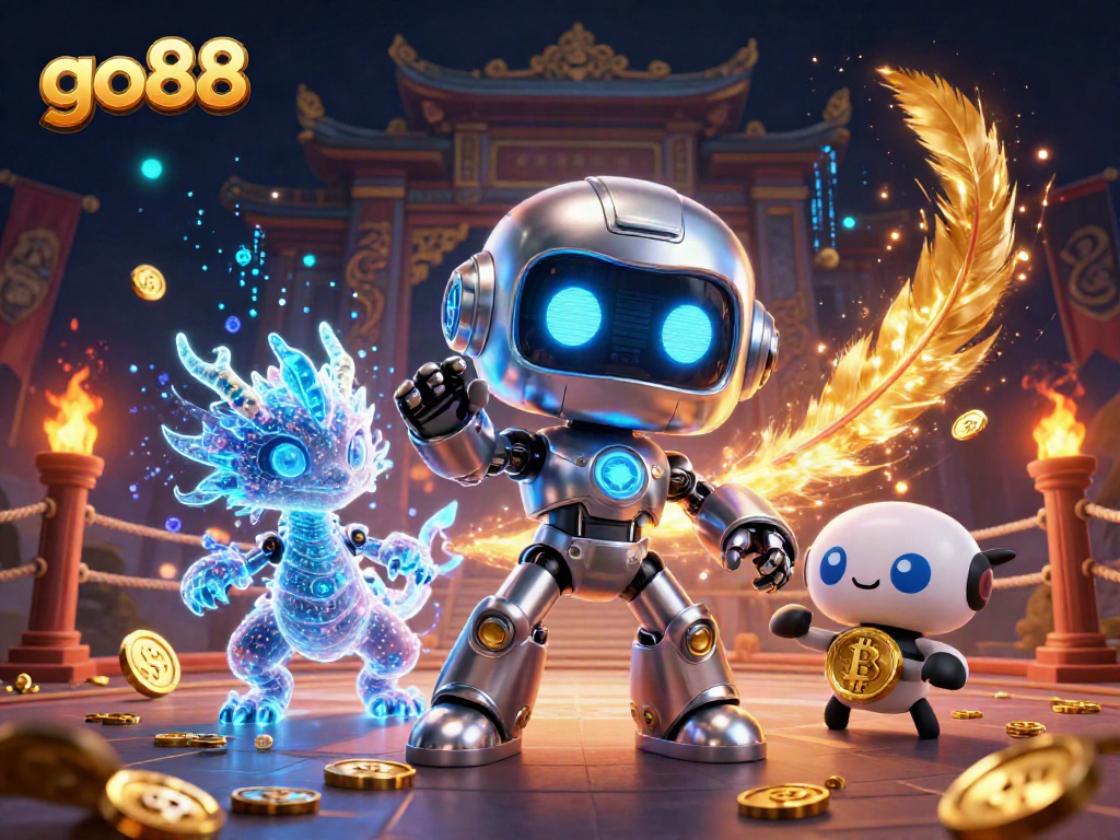 Experience thrilling gameplay at go88 with a vibrant 3D casino illustration featuring modern gaming elements.