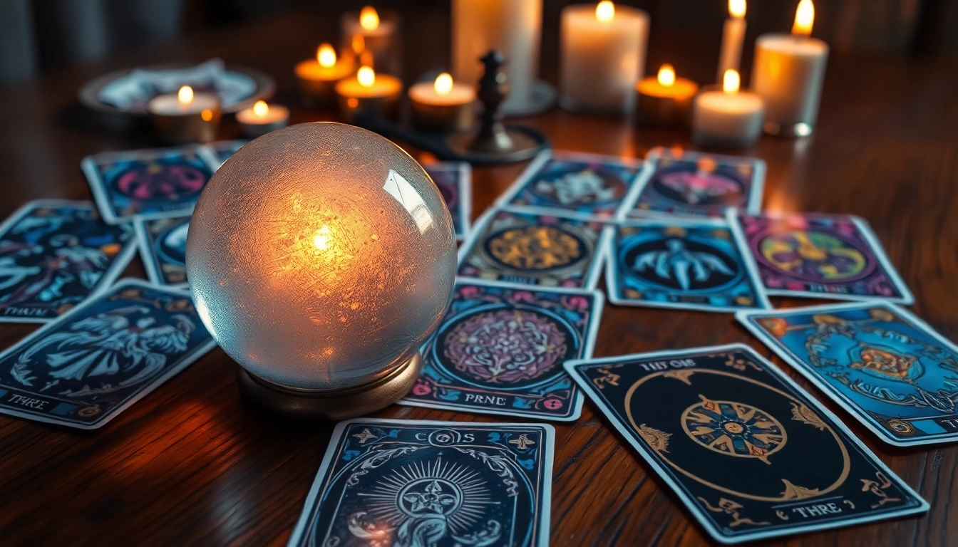 Entdecken Sie die tarotkarten bedeutung durch ein faszinierendes Kartenset auf einem Tisch.