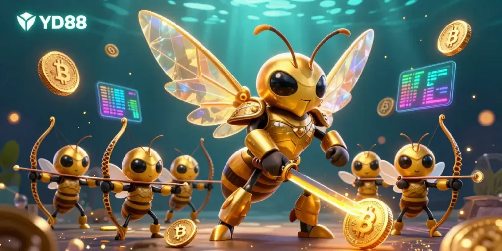 Engage in thrilling gameplay at YD88 with a golden hornet warrior and virtual currency elements.