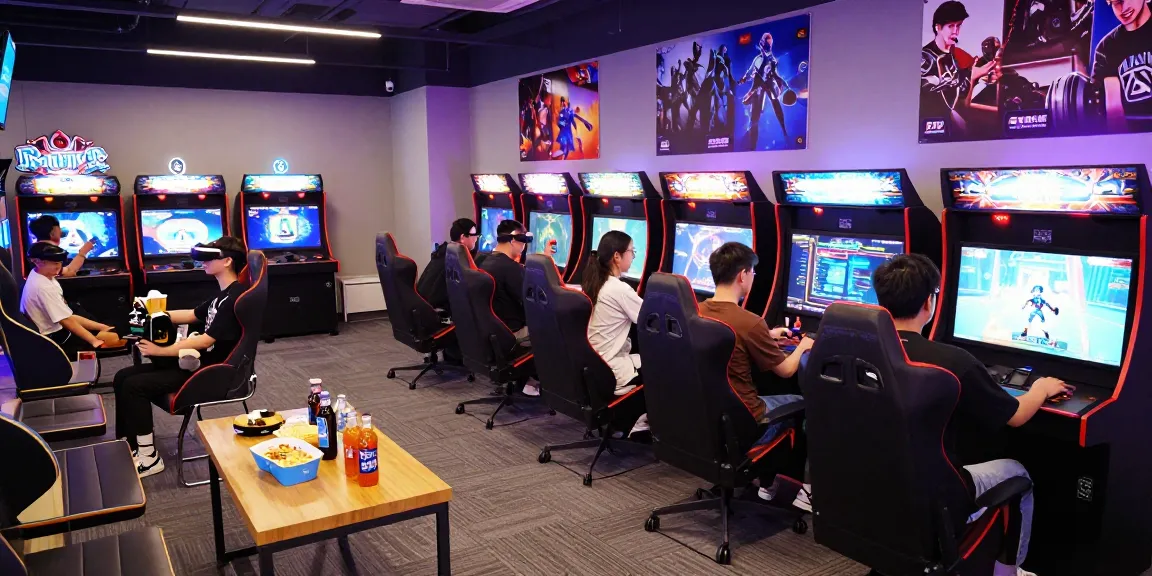 Engaging gaming environment featuring rokok88 alternatif activities, players immersed in arcade games and competitions.