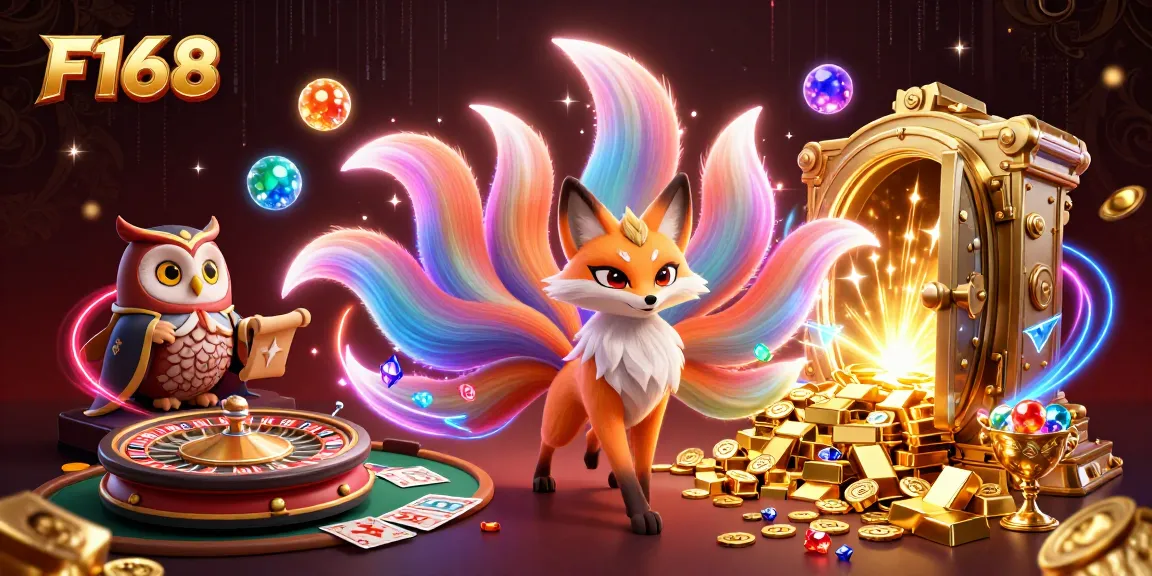 Engage in thrilling gameplay at F168 with vibrant casino characters surrounded by treasures