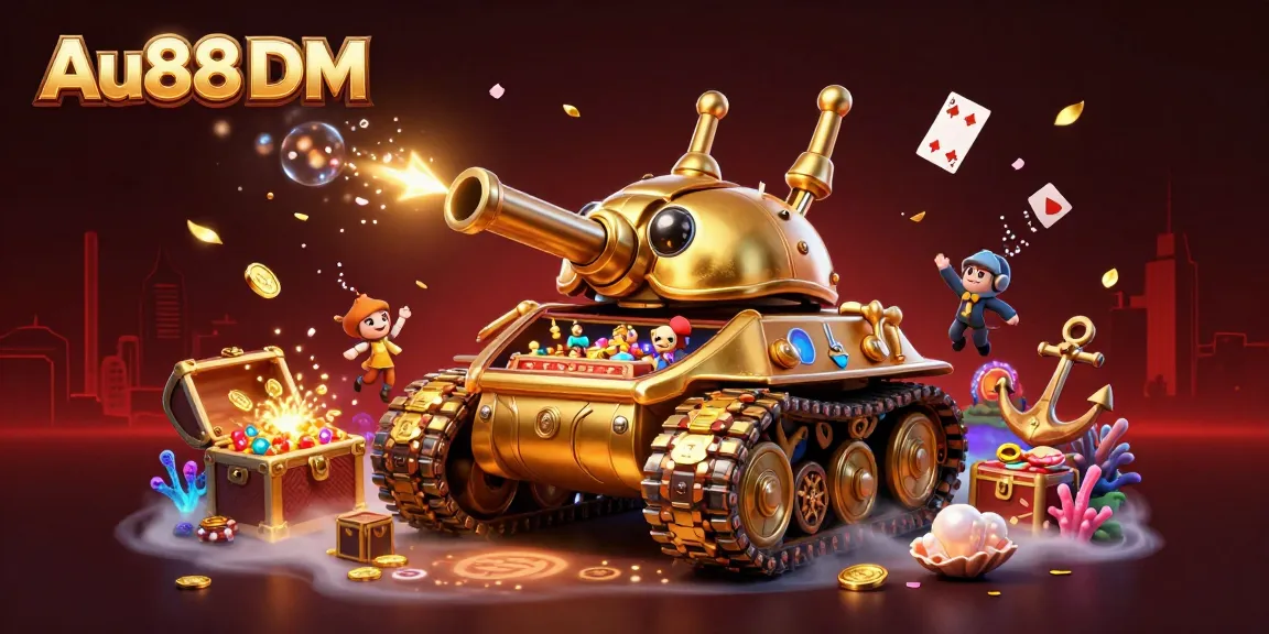 Engage with thrilling gameplay at Au88 DM, featuring a vibrant 3D casino scene full of gold and fun.