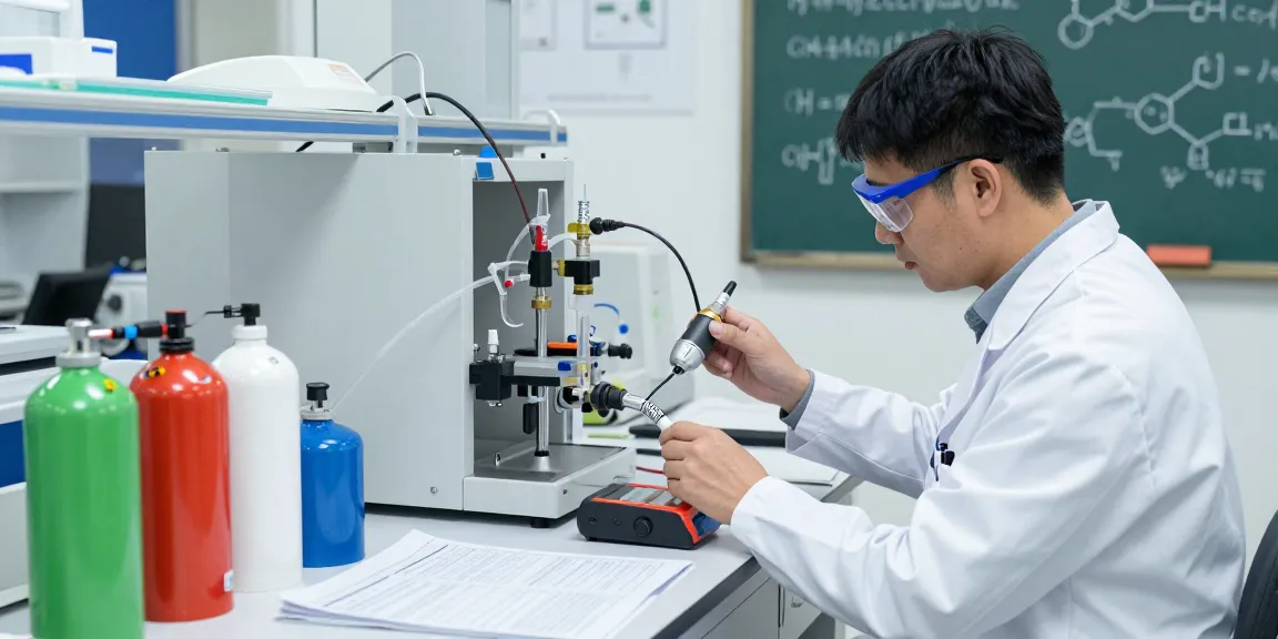 Professioneller Helium Sensor Test in einem modernen Labor mit präzisen Gasanalysen.