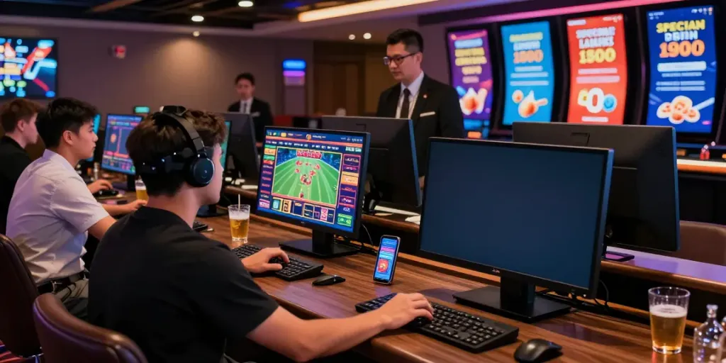 Players enjoying online gaming at fc88's innovative casino platform with vibrant visuals.