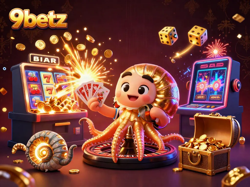 Join the exhilarating world of 9betz with vibrant illustrated casino games and jackpot excitement.