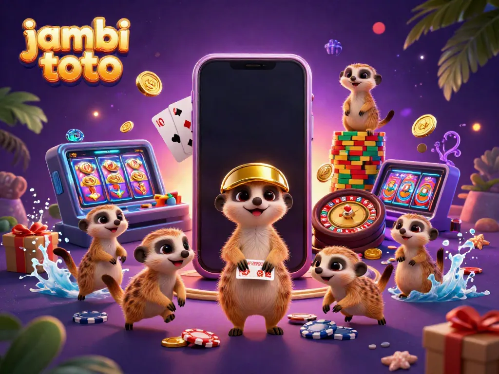 Experience the excitement of Jambi Toto with a vibrant scene of meerkats in a casino setting.