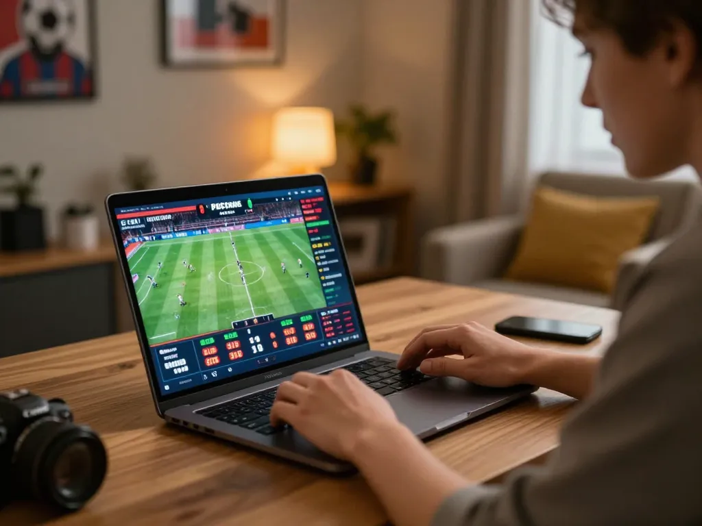 98win player engaging in exciting online sports betting from a cozy home setup.
