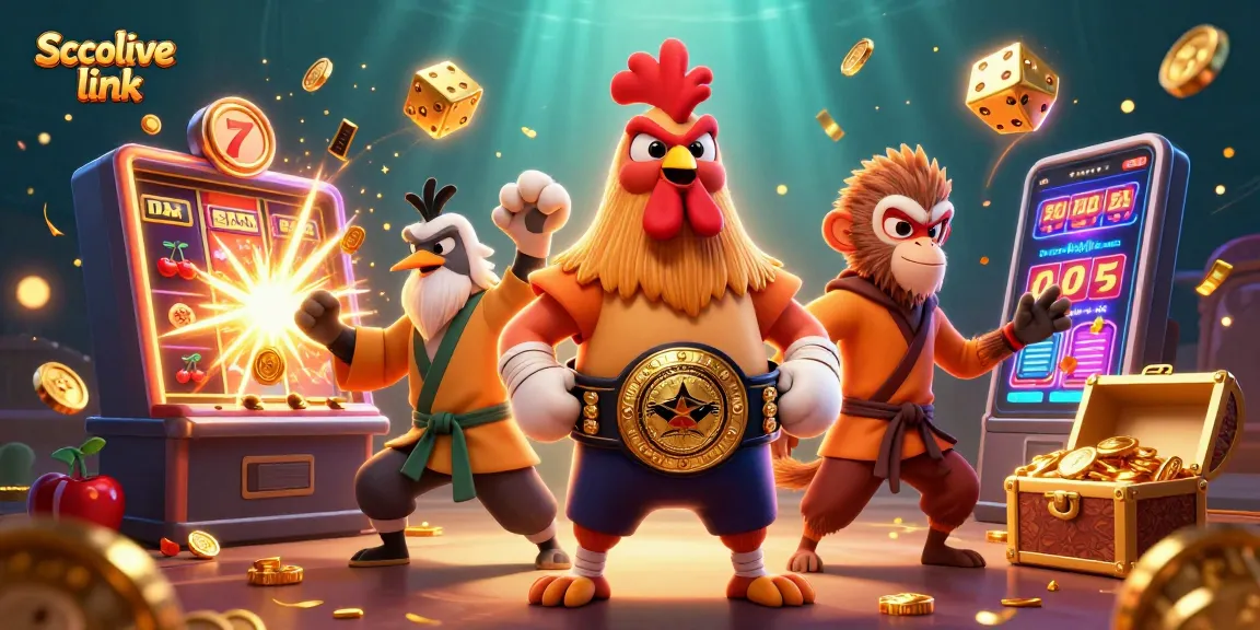 Experience the thrill of the Socolive link with dynamic characters enjoying 3D casino excitement and rich gaming symbols.